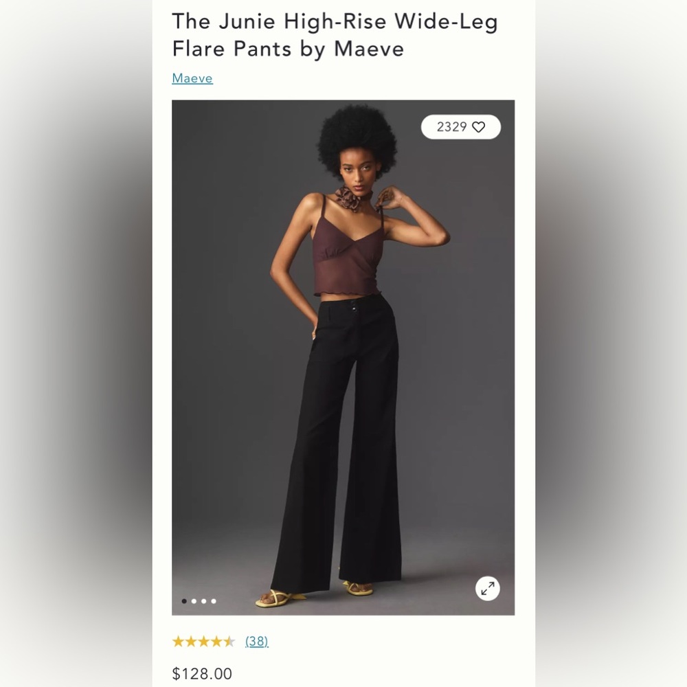 NWOT Maeve Junie high-rise wide-leg flare pants - black, size 12